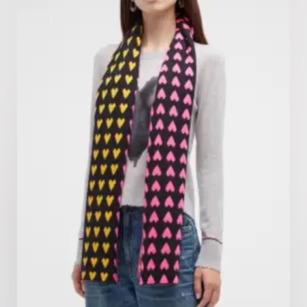 LISA TODD - Love Lines Heart Cotton-Cashmere Scarf - NWT